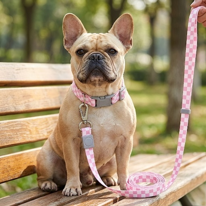 Talking Dog Club Checkmate Leash and Collar Combo (Pink)