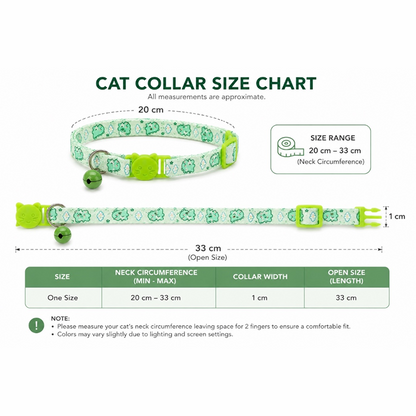 Talking Dog Club Everyday Collar with Dino Bell for Cats (Green)