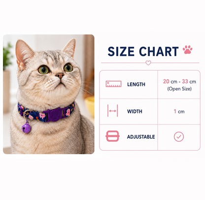 Talking Dog Club Everyday Collar with Sea Horse Bell for Cats (Navy/Purple)