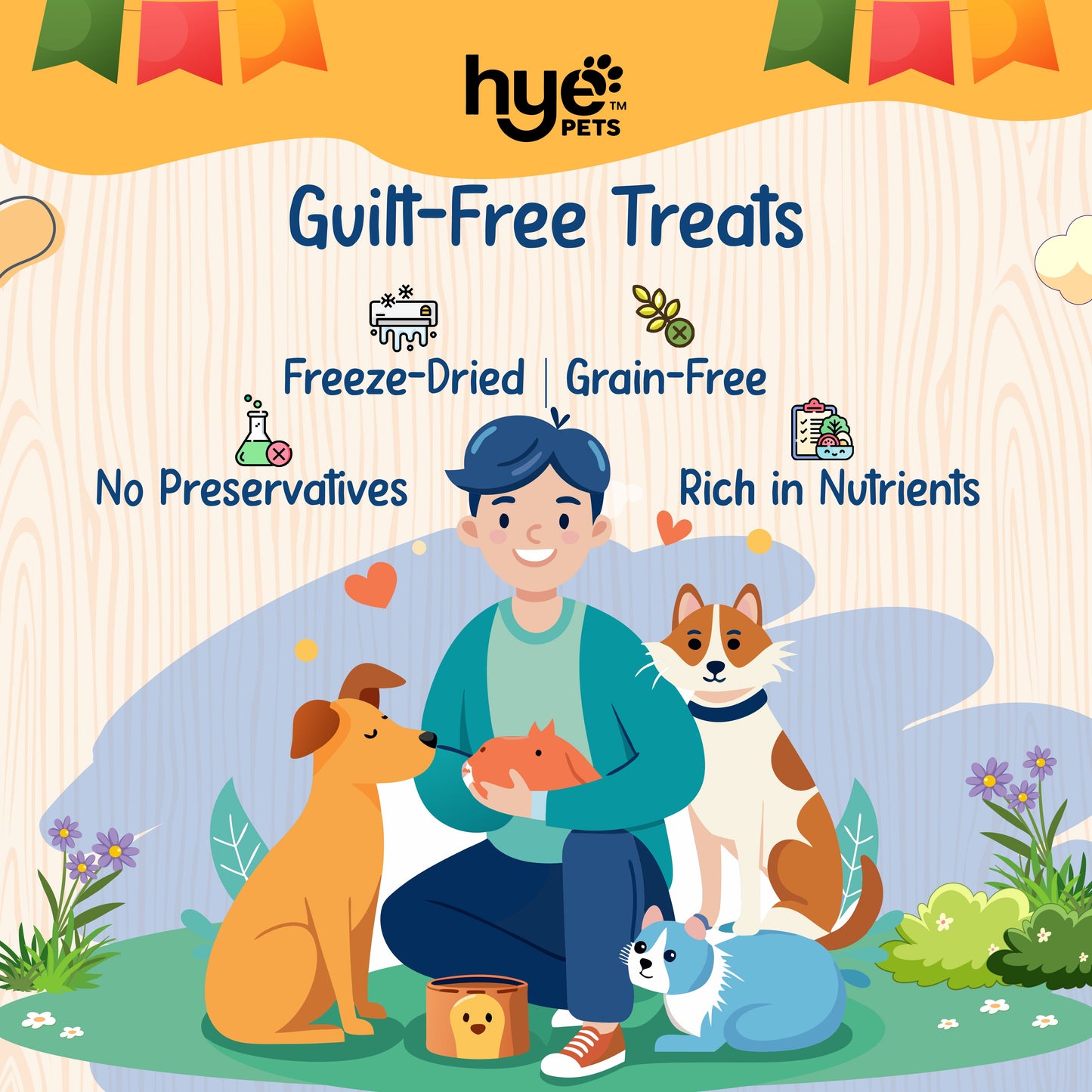HYE Pets Freeze Dried Treats with Goat Milk, Pumpkin, and Banana for Dogs and Cats