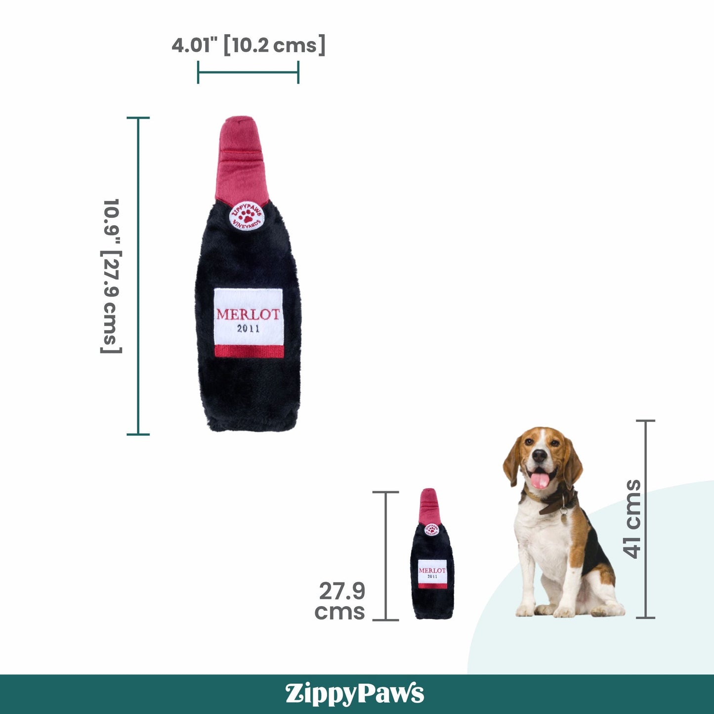 Zippy Paws Happy Hour Red Wine Crusherz Plush Toy for Dogs