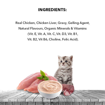 Active Real Chicken & Chicken Liver in Gravy Kitten Cat Wet Food ( Buy 1 Get 1)