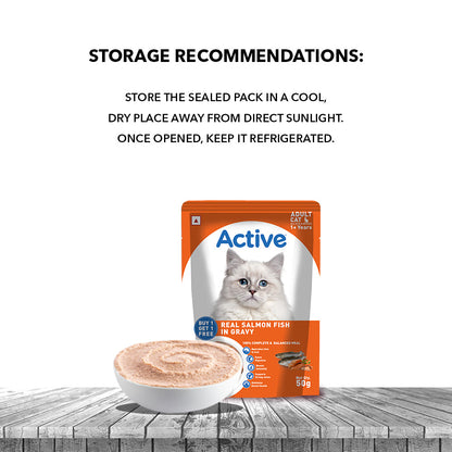 Active Real Salmon Fish in Gravy Adult Cat Wet Food ( Buy 1 Get 1 )