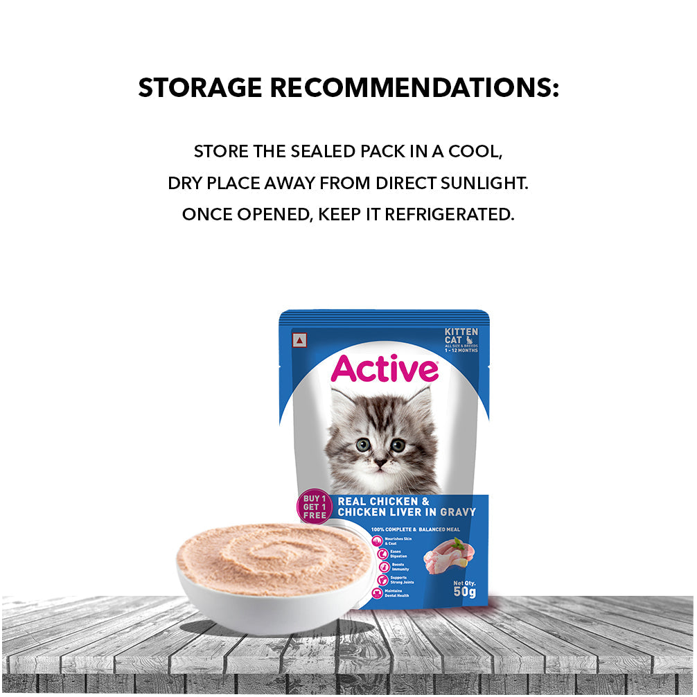 Active Real Chicken & Chicken Liver in Gravy Kitten Cat Wet Food ( Buy 1 Get 1)
