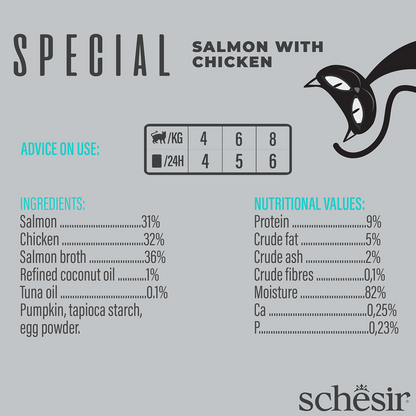 Schesir Special Skin and Coat Salmon Mousse Cat Wet Food