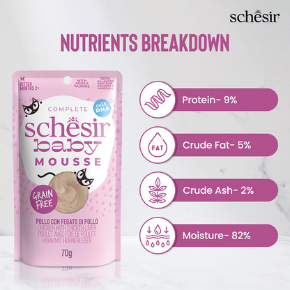 Schesir Baby Chicken and Liver Mousse Kitten Cat Wet Food
