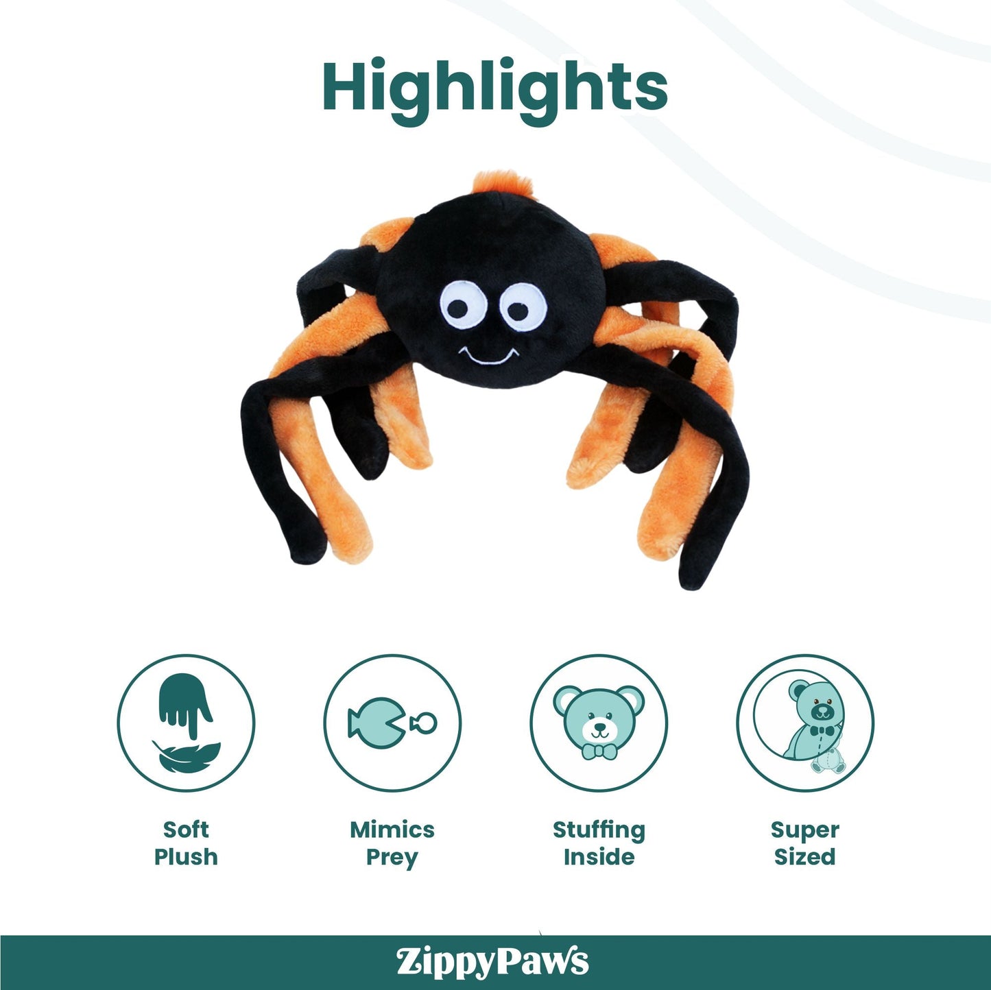 Zippy Paws Halloween Spider Grunterz Plush Toy for Dogs