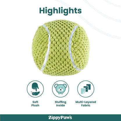 Zippy Paws SportsBallz Tennis Ball Plush Toy for Dogs