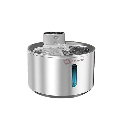 Petverse Smart Motion Sensor Pet Water Fountain for Dogs & Cats (Silver)