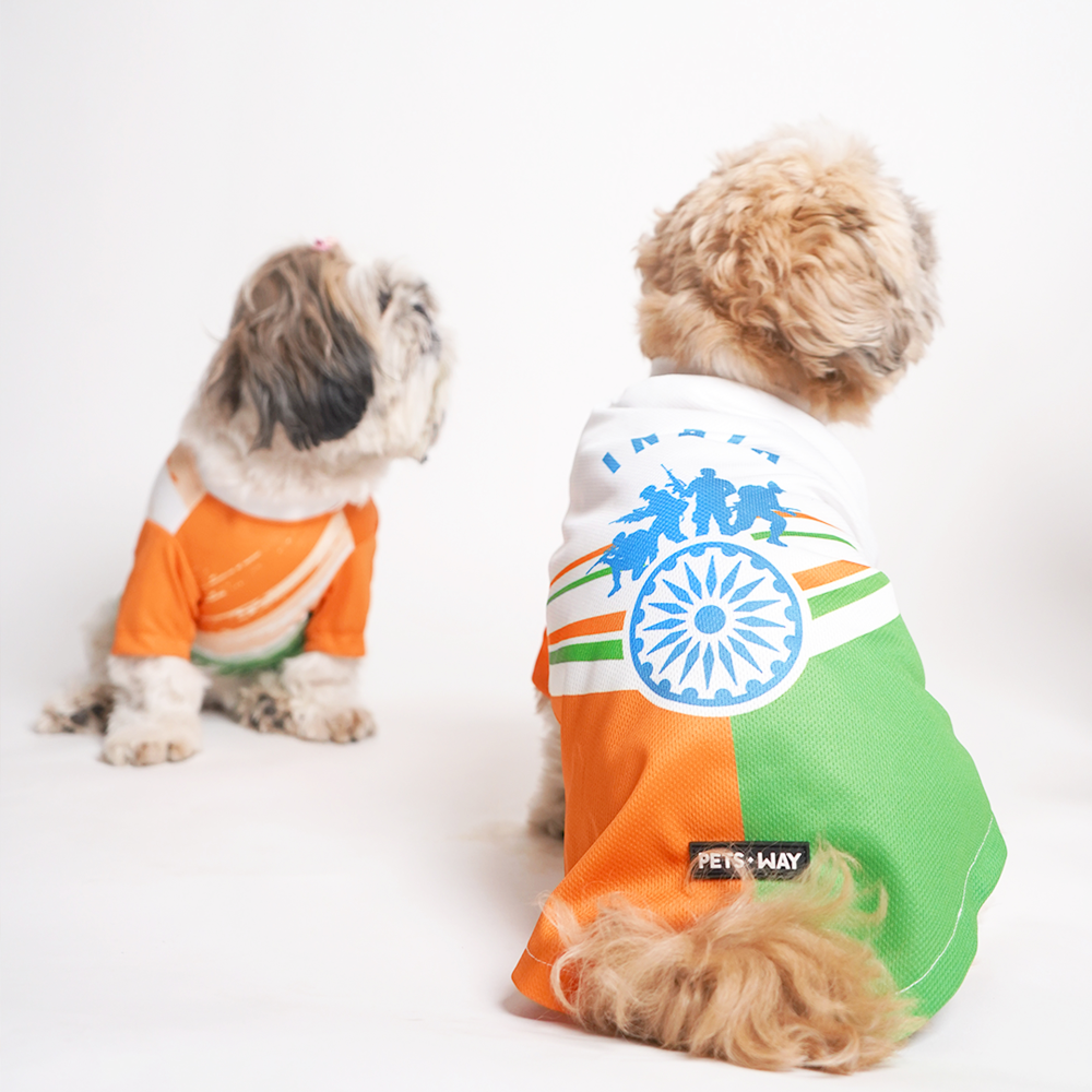 Pets Way Team India Spirit Tshirt for Dogs