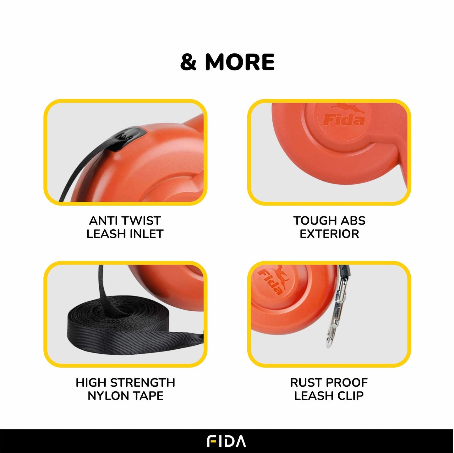 Fida Styleash Retractable Leash for Dogs (Black)