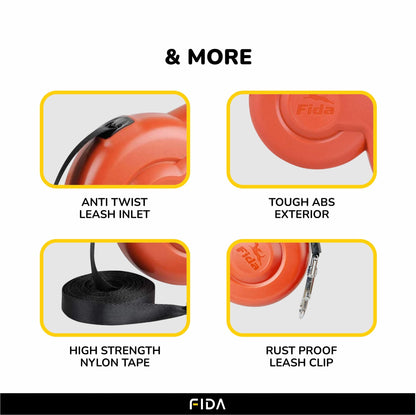 Fida Styleash Retractable Leash for Dogs (Black)