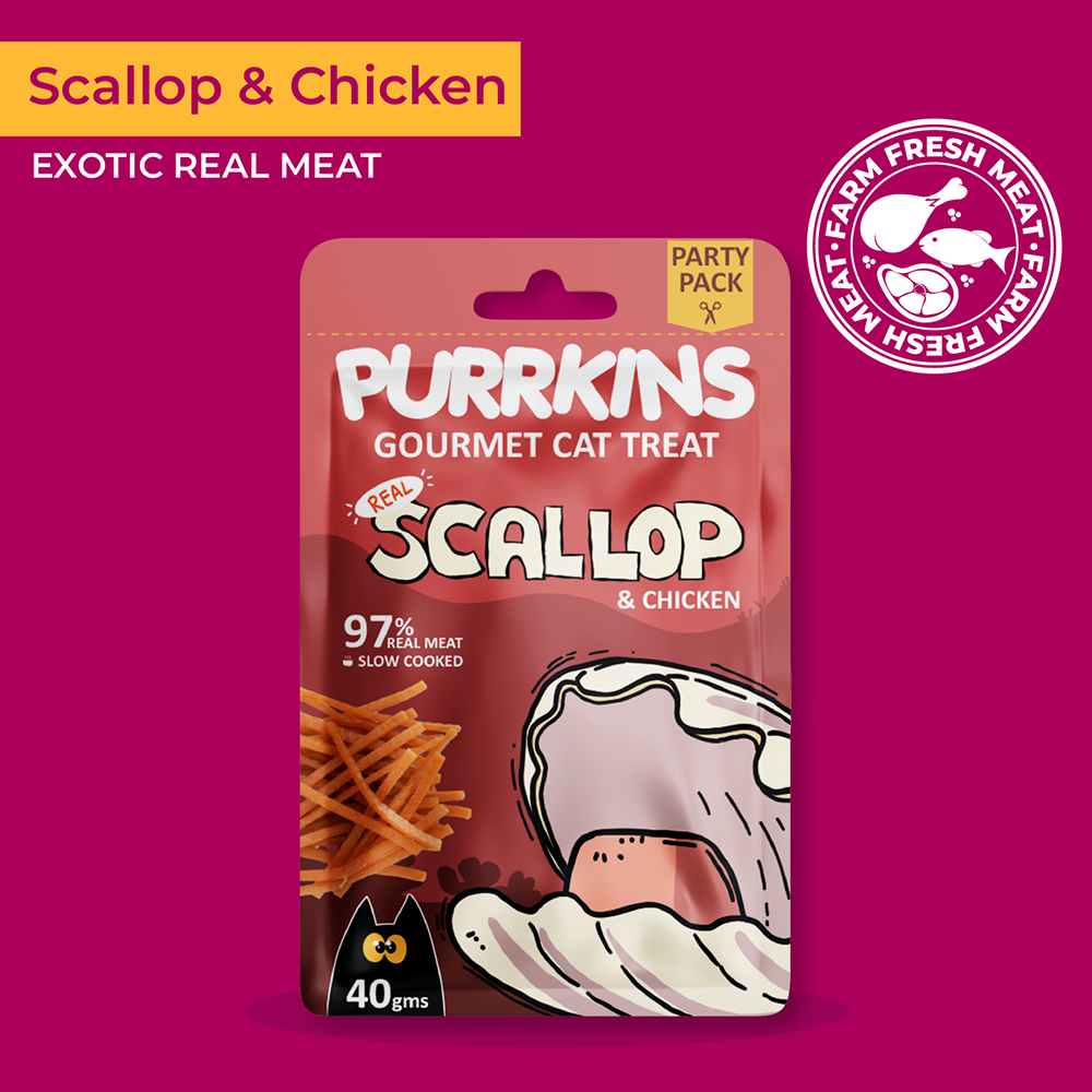 Purrkins Scallop & Chicken Soft Jerky Cat Treats