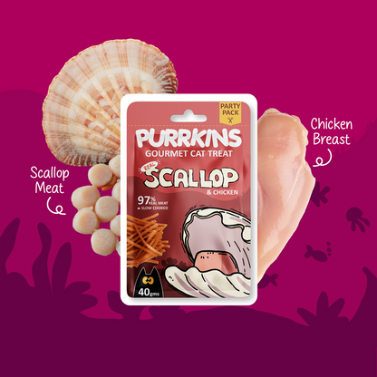 Purrkins Scallop & Chicken Soft Jerky Cat Treats
