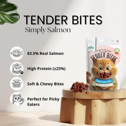 Basil Tender Bites Simply Salmon Cat Treats
