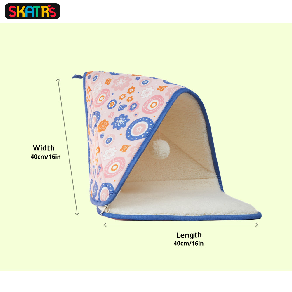 Skatrs Cozy Tent for Cats, Kittens and Small Dogs (Pink and Blue)