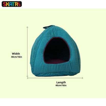 Skatrs Cozy House for Cats, Kittens and Small Dogs (Teal Blue and Purple)