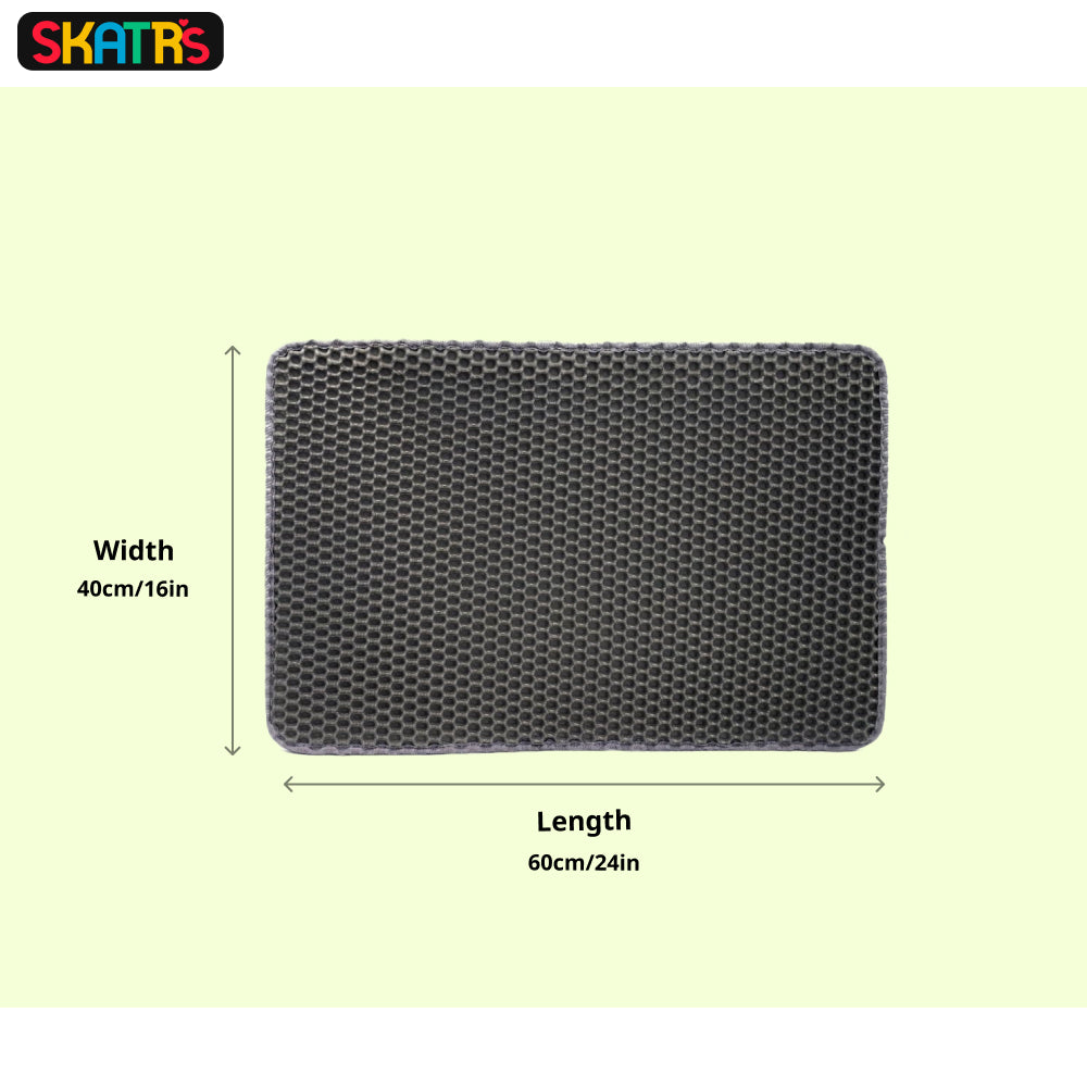 Skatrs Double Layer Litter Mat for Cats (Grey/Black)