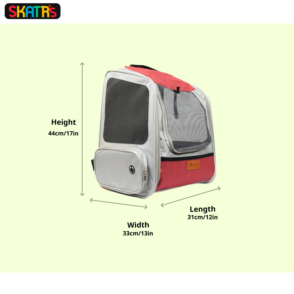 Skatrs Breathable Cat Backpack Carrier Foldable & Ventilated Travel Bag for Adult & Kitten Cats (Red)