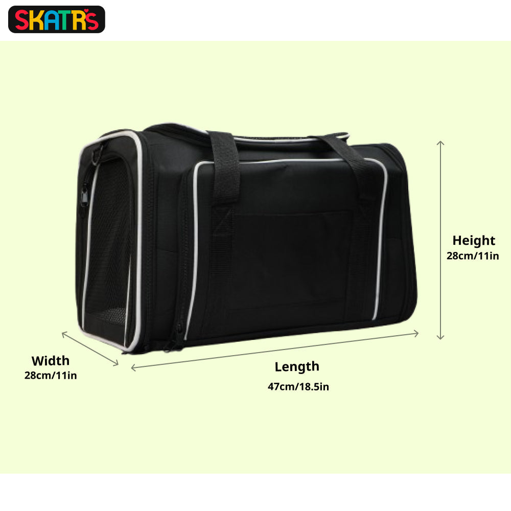 Skatrs Foldable Expandable Pet Travel Carrier Bag for Small Dogs, Adult Cats & Kittens (Grey with Neon Green)