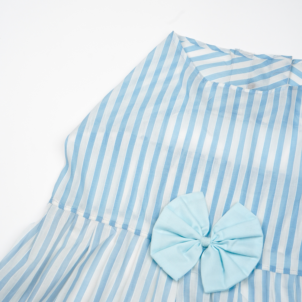 Skatrs Cotton Dress for Dogs and Cats (Blue and White Stripe)