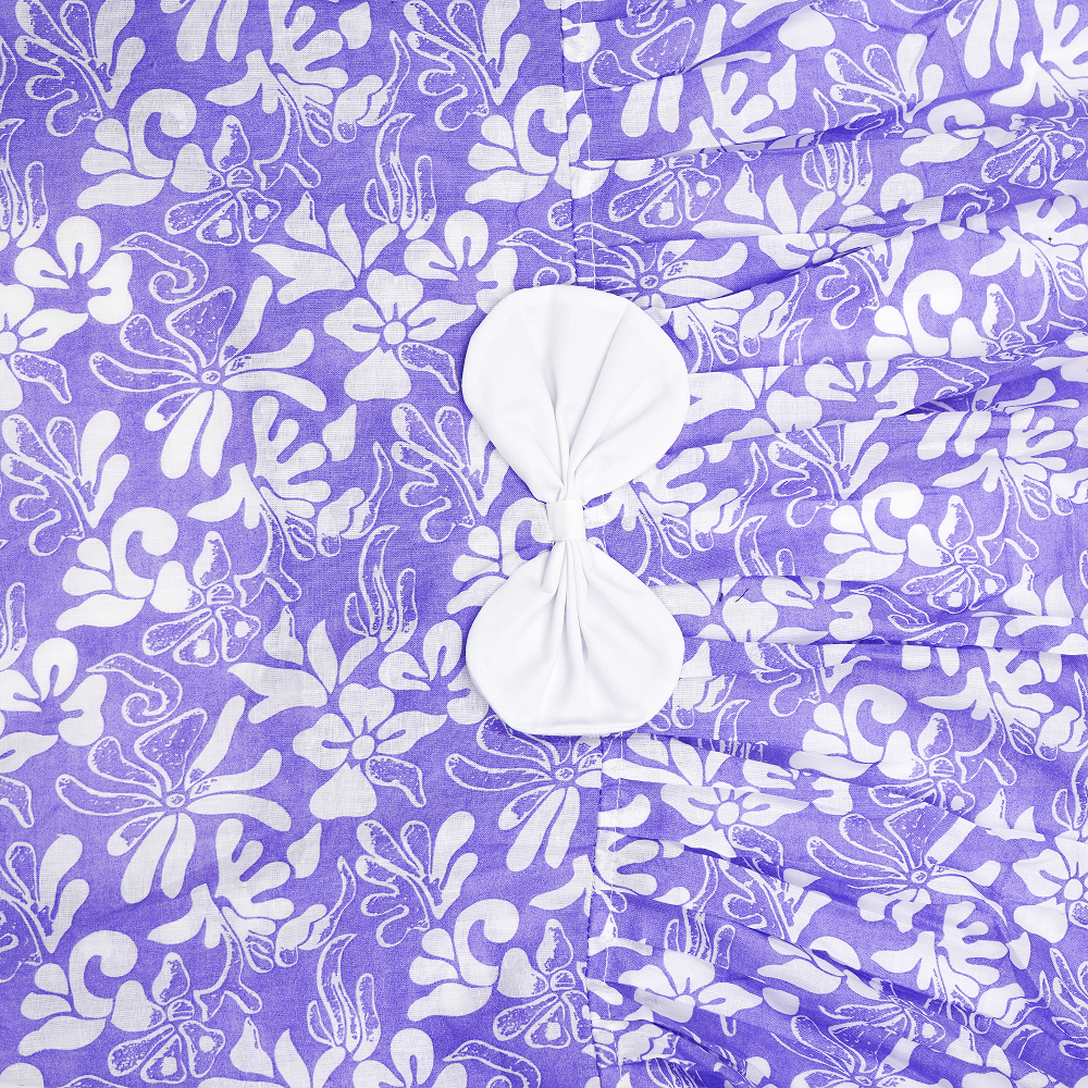 Skatrs Cotton Dress for Dogs and Cats (Lavender and White)
