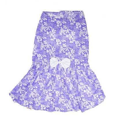Skatrs Cotton Dress for Dogs and Cats (Lavender and White)
