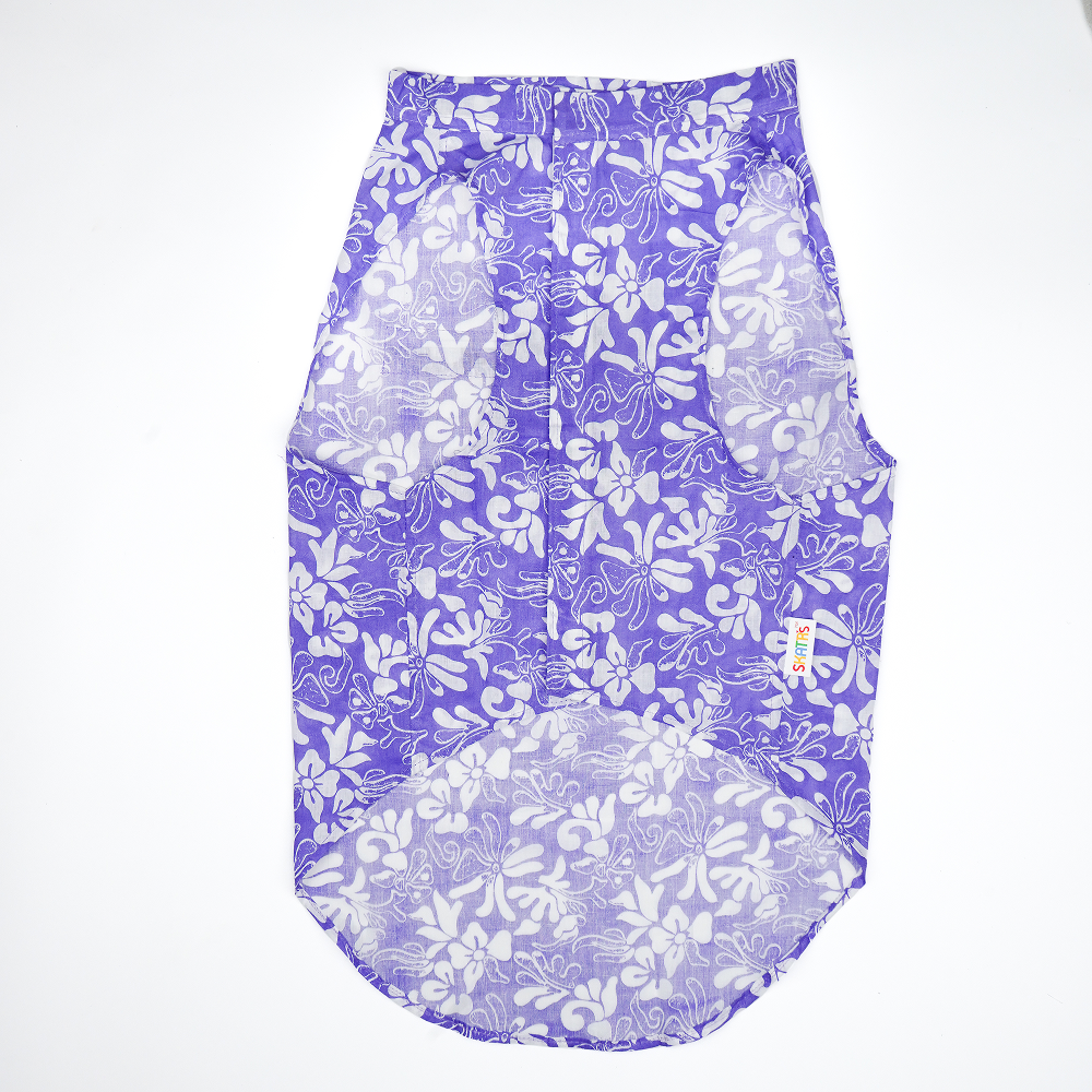 Skatrs Cotton Shirt for Dogs and Cats (Lavender and White)