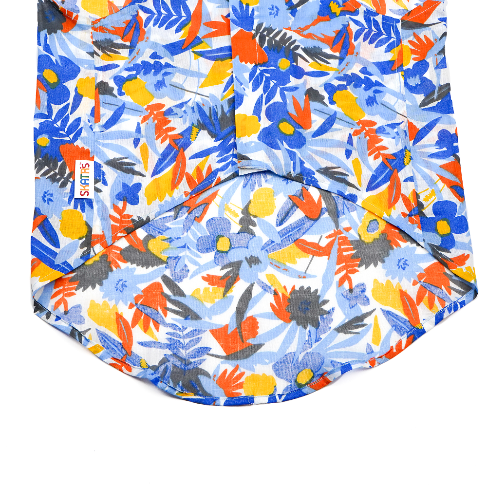 Skatrs Cotton Shirt for Dogs and Cats (Blue Beach Print)