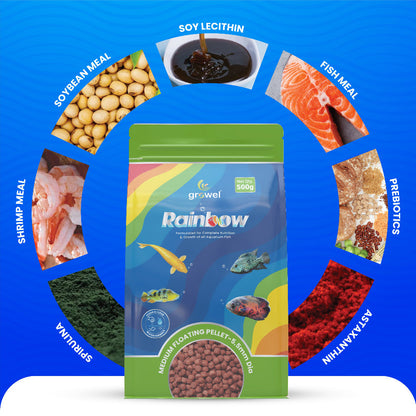 Growel Rainbow Medium 5.5mm Floating Pellet for Fish