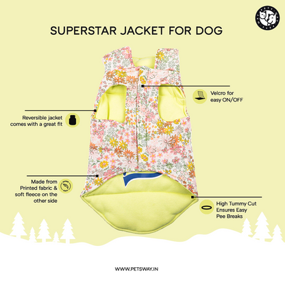 Pets Way Superstar Reversible Check Winter Jacket for Dogs (Lime)
