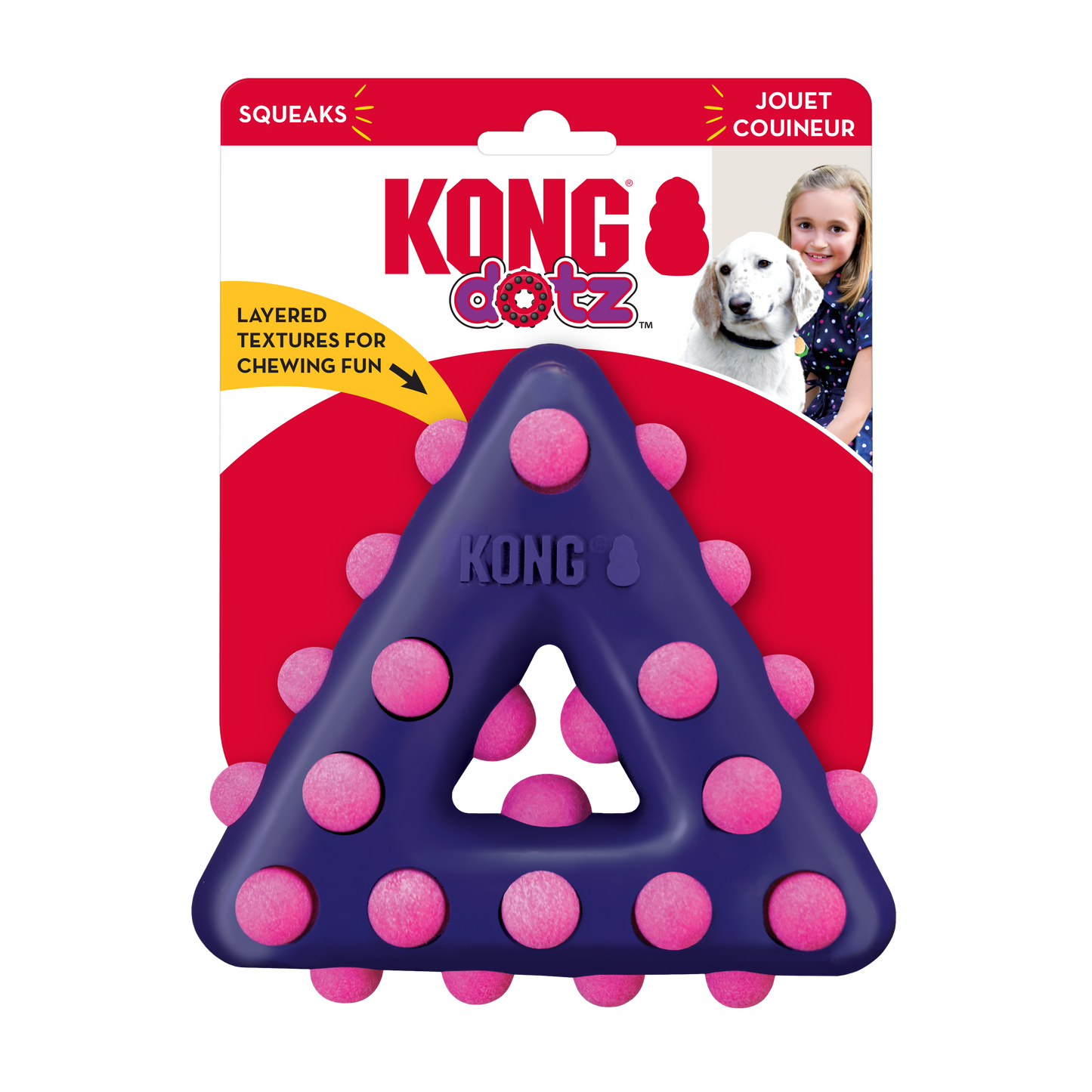 Kong Dotz Triangle Toy for Dogs (Purple & Pink)