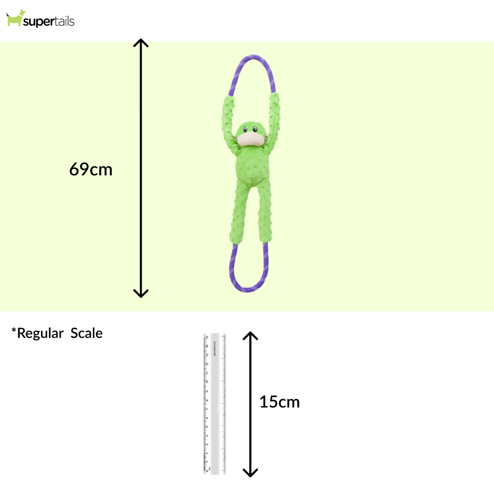 Zippy Paws RopeTugz Monkey Green Plush Toy for Dogs
