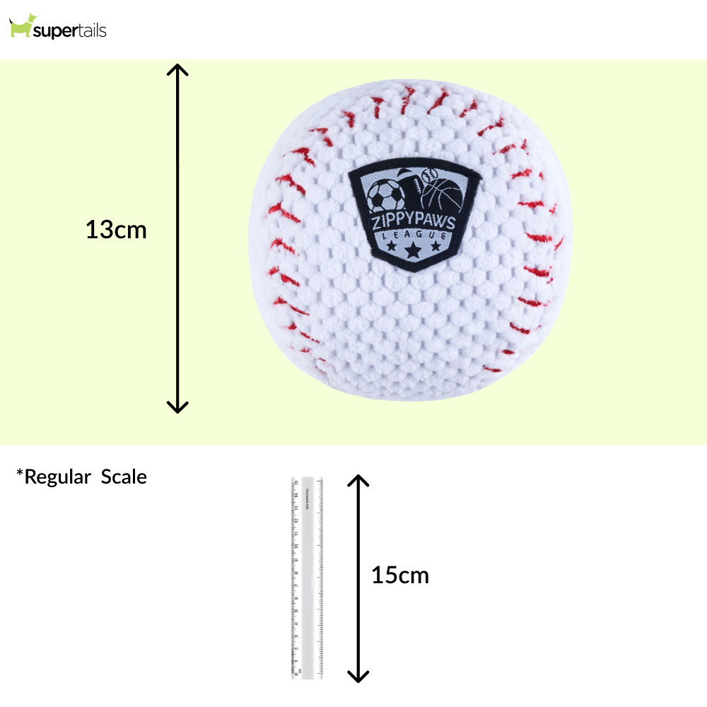 Zippy Paws SportsBallz Baseball Plush Toy for Dogs