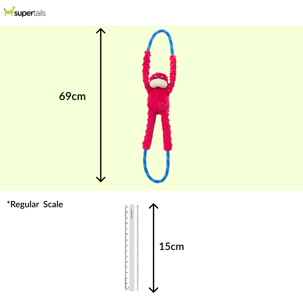 Zippy Paws RopeTugz Monkey Red Plush Toy for Dogs