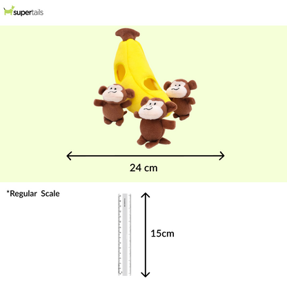 Zippy Paws Zippy Burrow Monkey 'n Banana Plush Toy for Dogs