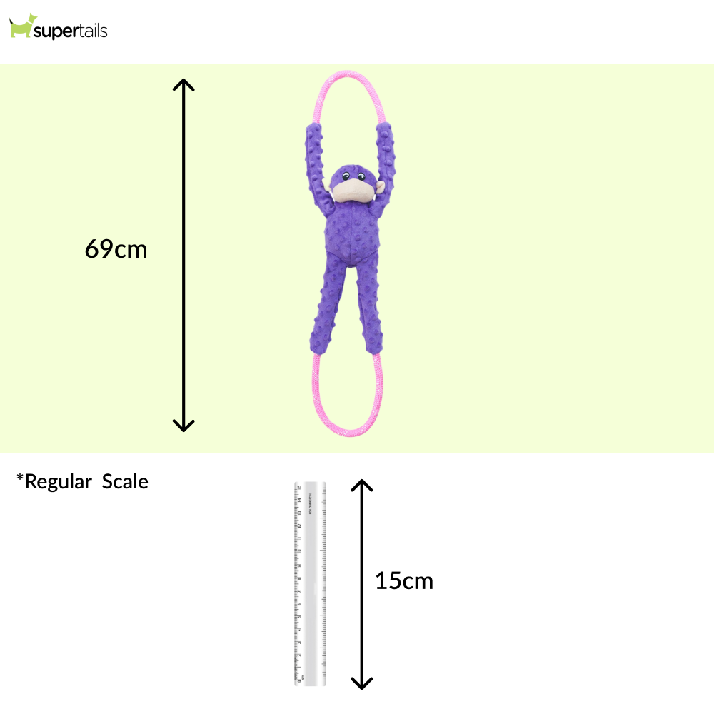 Zippy Paws RopeTugz Monkey Purple Plush Toy for Dogs