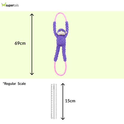 Zippy Paws RopeTugz Monkey Purple Plush Toy for Dogs