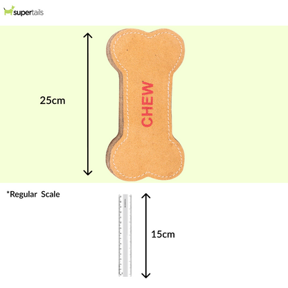 Pawpourri Bone Shaped Suede Leather Chew Toy for Dogs (Brown)