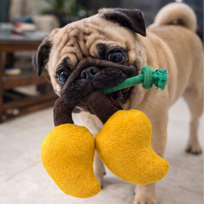 Pawgypets Mango Plush with Rope Toy for Dogs (Yellow)