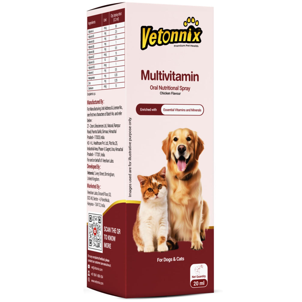 Vetonnix Multivitamin Oral Spray Supplement for Dogs & Cats