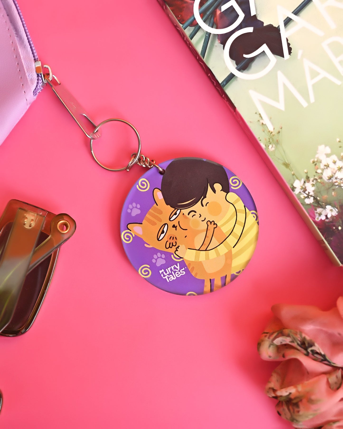 Furry Tales Whiskers Hates Dad Hugs Acrylic Key Chain