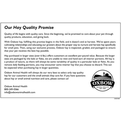 Oxbow Western Timothy Hay and Vitapol Economic Food for Rabbits and Guinea Pigs Combo
