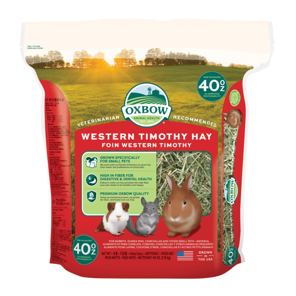 Oxbow Western Timothy Hay and Vitapol Economic Food for Rabbits and Guinea Pigs Combo