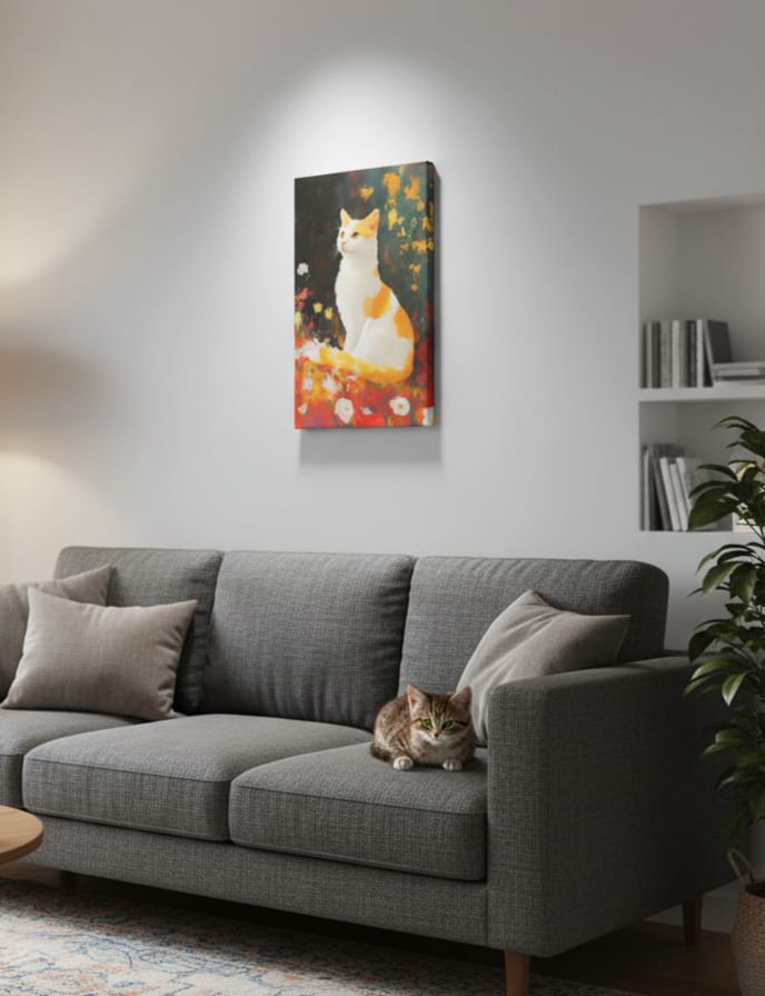 EverythingBoho The Farsighted Cat Wall Art (White)