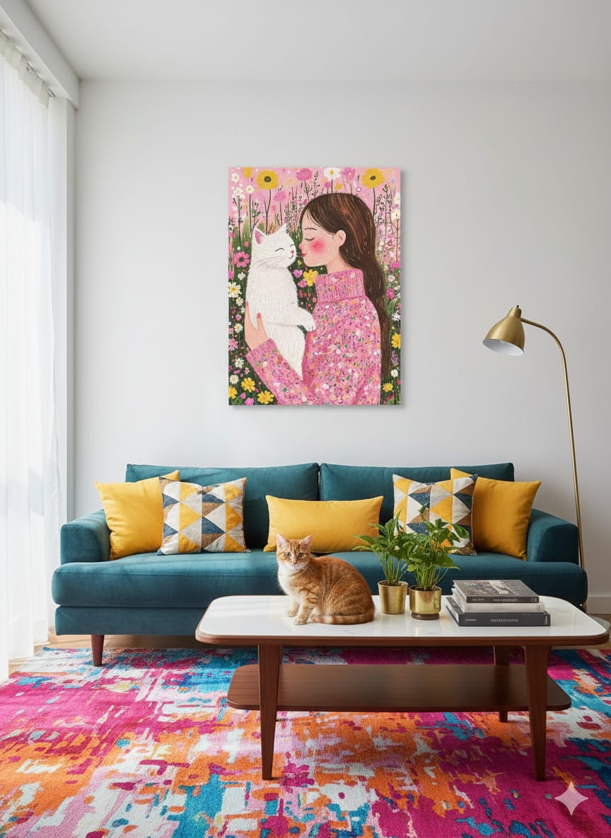 EverythingBoho Cat Mom Wall Art (Yellow)