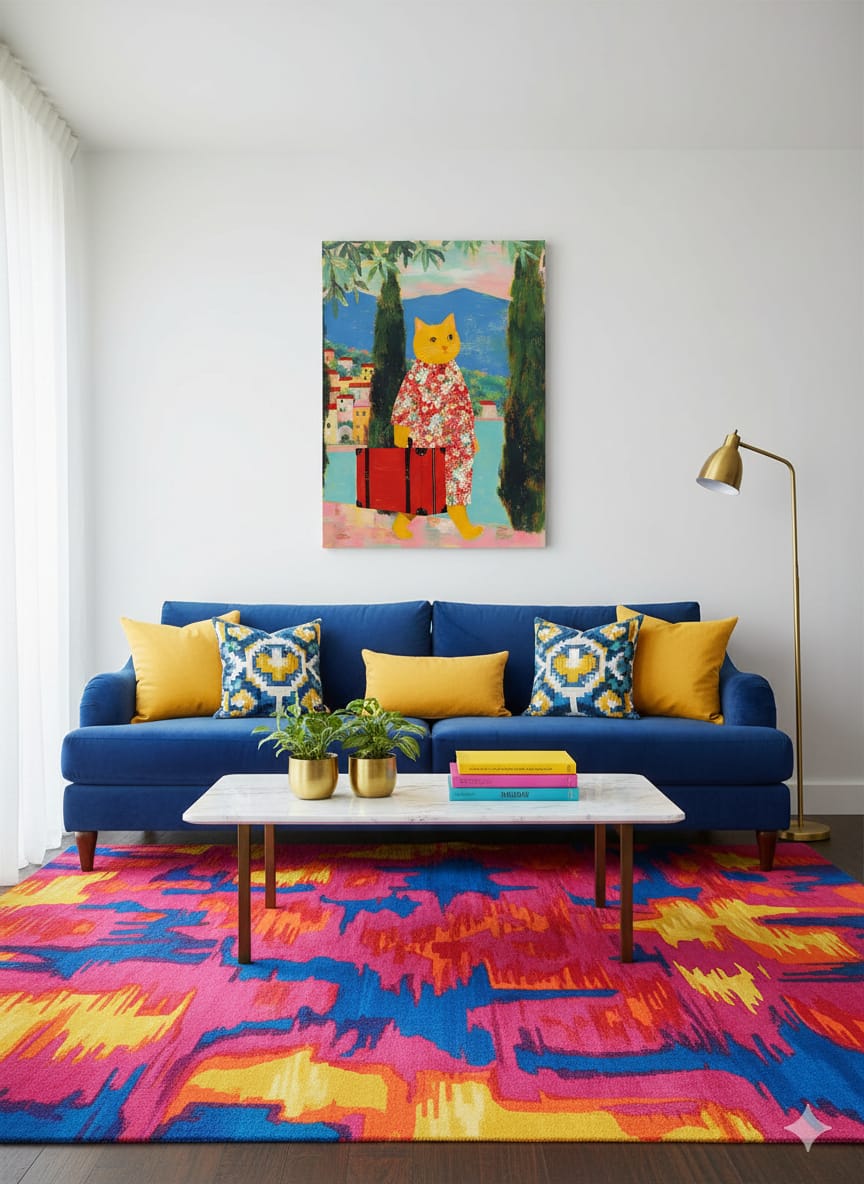 EverythingBoho Cat The Traveller Framed Poster (Yellow)
