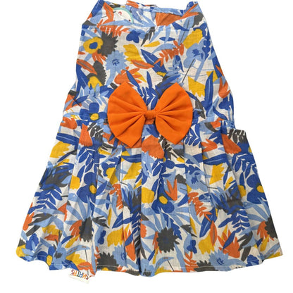 Skatrs Cotton Dress for Dogs and Cats (Blue Beach Print)
