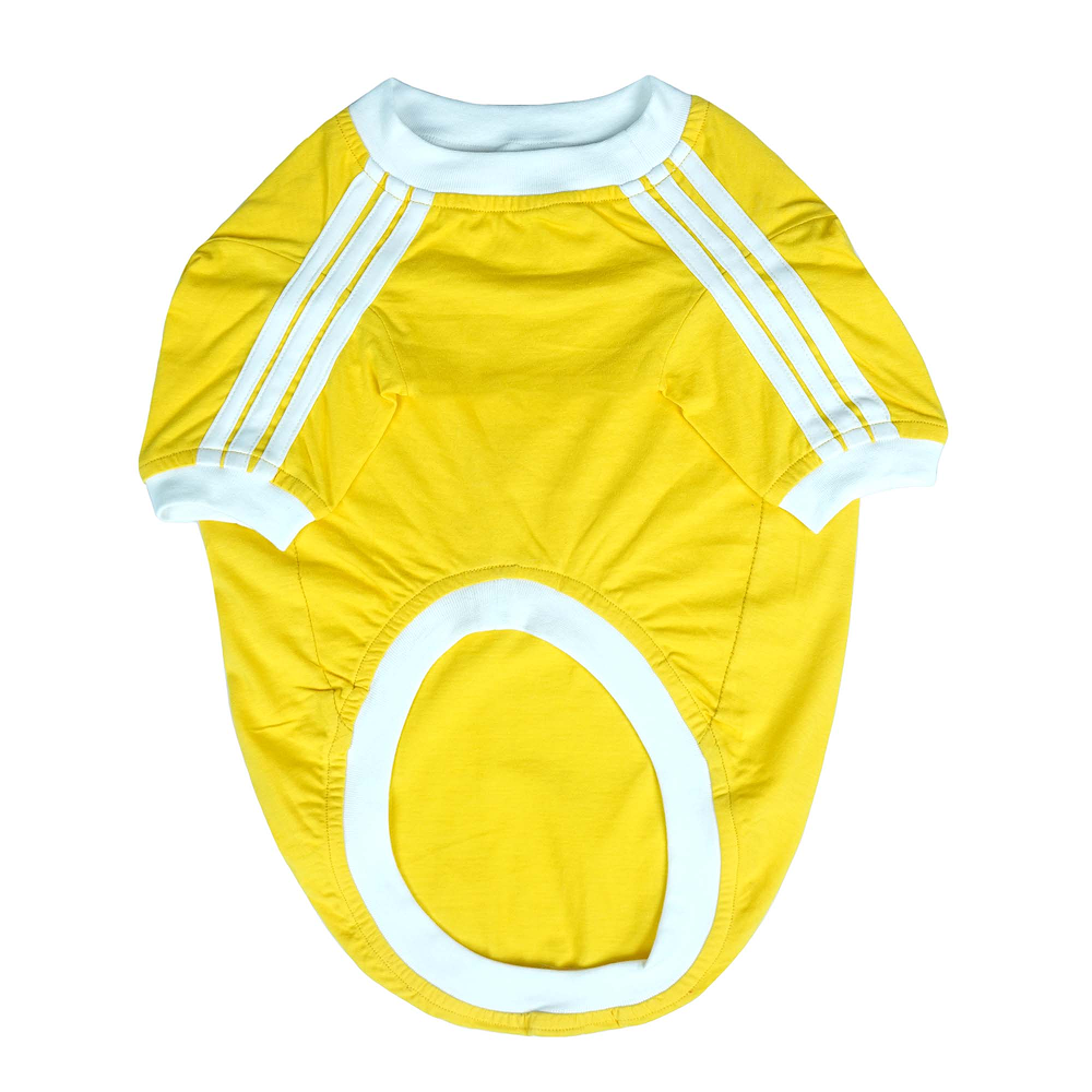 Pets Way Dive In Stripes Tshirt for Dogs (Yellow)
