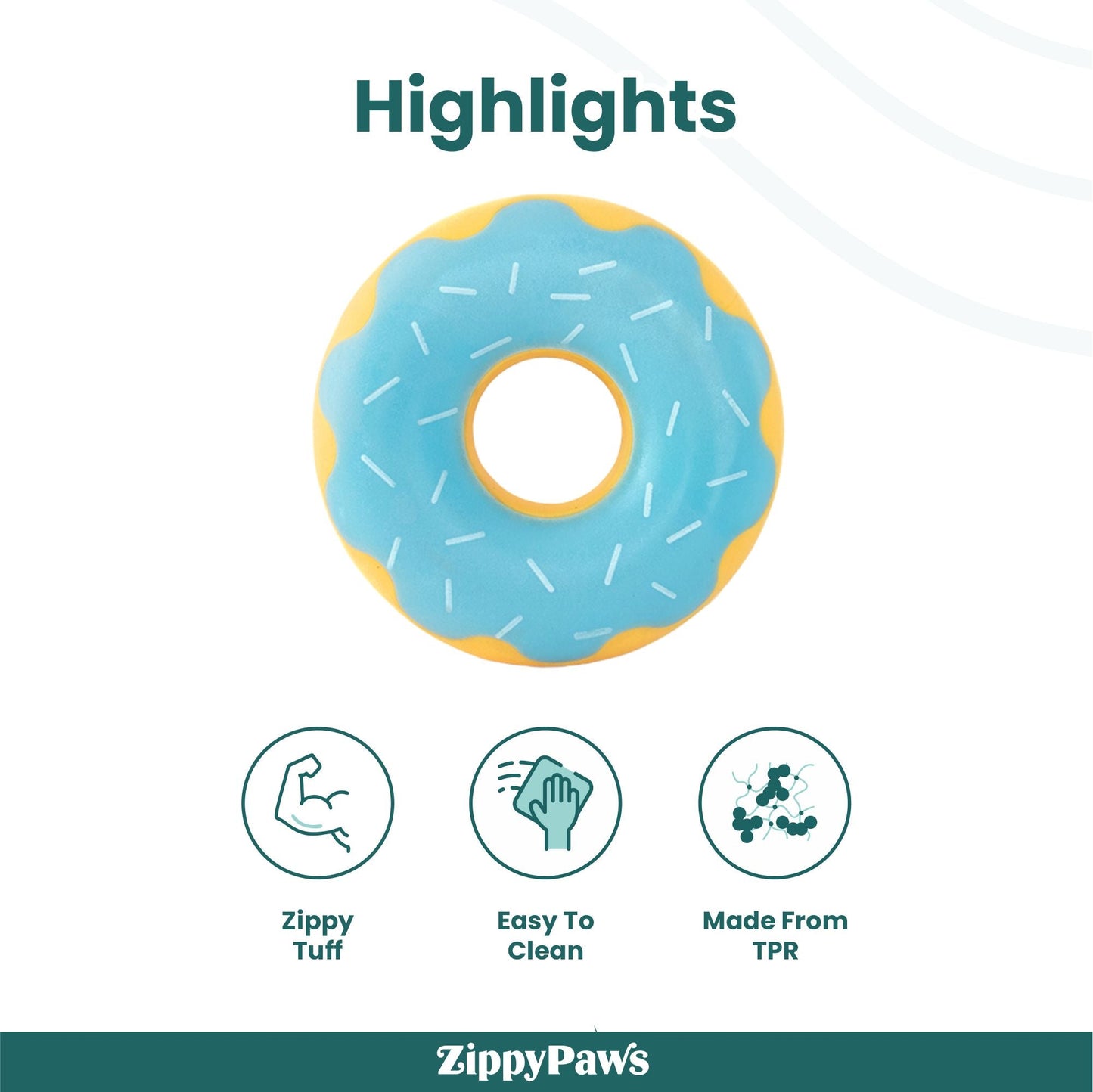 Zippy Paws Zippy Blueberry Tuff Donutz Plush Toy for Dogs